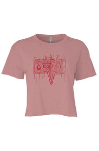 Fatbol Womens Cali Crop "Stereo Death" Faded Denim