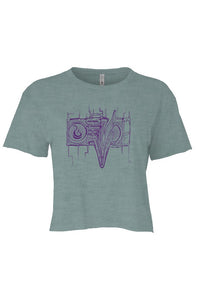 Fatbol Womens Cali Crop "Stereo Death" Stonewash Green