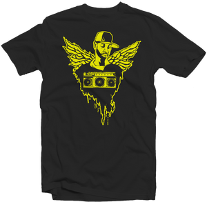Black Men's Fatbol Tee featuring J Dilla Foreva Gold Print - fatbol