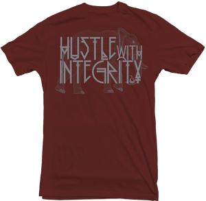 Men's Burgundy Fatbol Crew Neck Tee "Hustle Tech" - fatbol